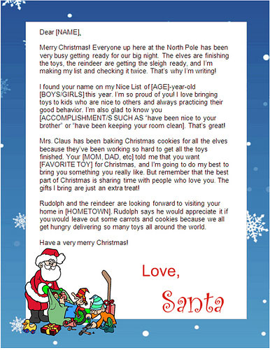 FreeSantaLetters.net - create printable letters from Santa at home in minutes!
